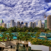 urban pedestrian mall under garden hdr