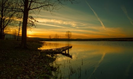 Sunset - lake, sunset, tree, beautiful