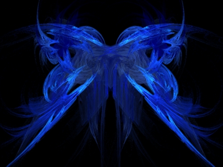 Butterfly - fractal, butterfly, abstract, blue