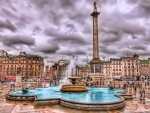 fountain in trafalgar square london hdr