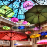 umbrellas at the shoppes at the palazzo in vegas hdr