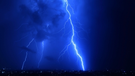 Lightning Strikes F - nature, wide screen, abstract, forces of nature, photography, beautiful, lightning, photo