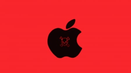 black & red apple skull - apple, red, black, skull