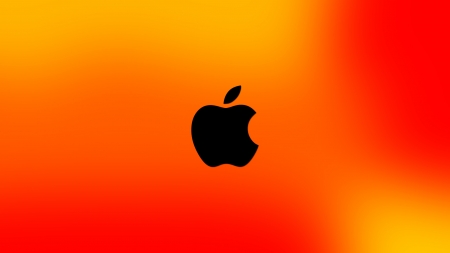 black apple on orange - computer, technology, black, apple