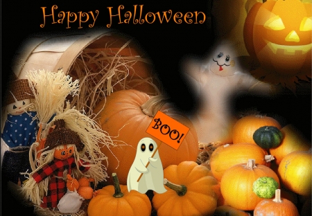 Happy Halloween - collage, abstract, Halloween, pumpkins