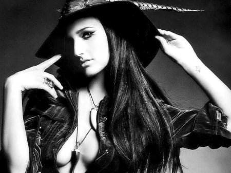 Happy Halloween From Us Cowgirls - women, fun, female, hats, fashion, models, western, witch costume, girls, cowgirls, style, holiday, halloween, brunette