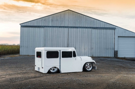 1972-Jeep-Postal - Custom Wheels, Mail Truck, White, Lowered