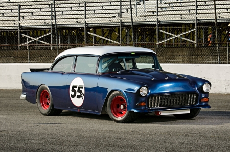 1955-Chevrolet - classic, white roof, gm, blue