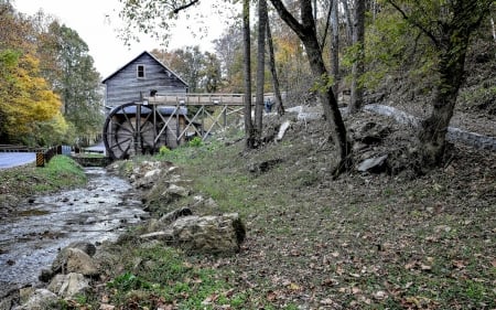 Bush Mill, Virginia - architecture, mill, usa, waterwheel