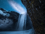 Skogafoss Waterfall Under the Milky Way, Iceland