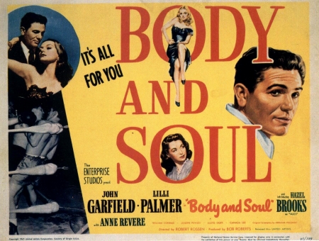 Classic Movies - Body and Soul (1947) - lili palmer, john garfield, classic movies, william conrad, body and soul movie, hazel brooks