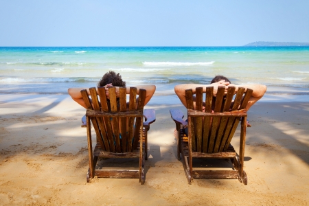 Relax - male, chairs, female, beach