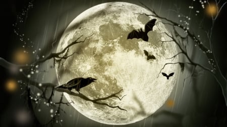 Halloween Moon F1C - occasion, artwork, beautiful, Halloween, wide screen, illustration, holiday, painting, October, art