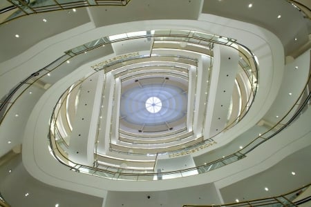 up view in the mall - ceiling, shopping mall, building, mall, malls