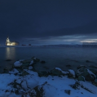 lonely seaside church in winter hdr