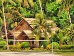 wooden cottage in a tropical jungle resort