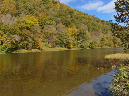 South Potomac River, WV - fall, river, trees, water, West Virginia, mountains