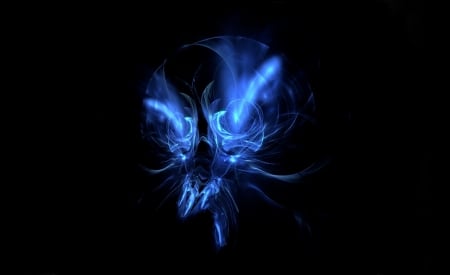 Blue Skull - skull, fractal, abstract, blue