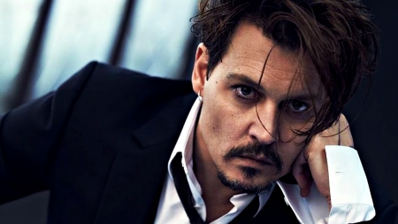 Johnny Depp - black, actor, white, Johnny Depp, man