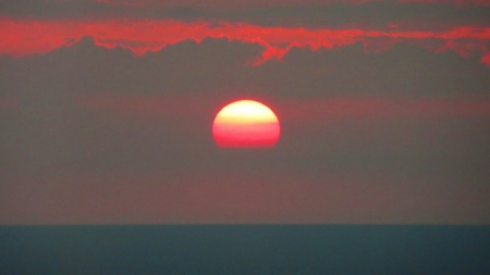 Sunset - sky, sea, sun, clouds