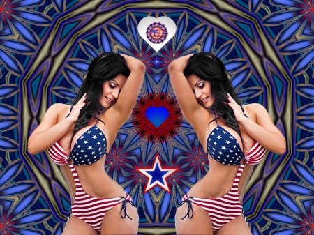 Thank You for the Red, White and Blue - eye candy, collage, 3d, fractal, abstract