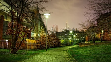 Walkway at night time - Walkway, Landscape, Night, City