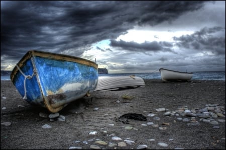 *Waiting for the summer season...* - clouds, winter, autumn sea, beach, sea, seaside, boats, autumn, landscapes, seasons