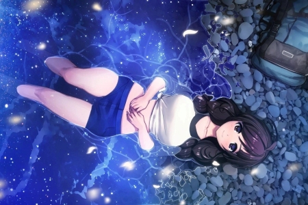 Sky in the Water - pretty, girl, cute, orginal, night, stars