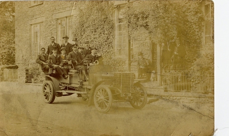 Old car and family - cars, old photographs, sepia, black and white, family