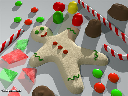 Candy - christmas, gingerbreadman, 3d, holidays, candy