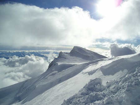 Above The Clouds - white, nature, mountain, clouds, snow, summit, skies, peak