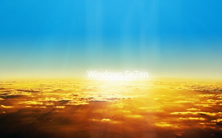 Wallpaper 37 - Windows 7 - windows, sky, seven, sun, microsoft, windows 7, sunset, yellow, blue, clouds, 7