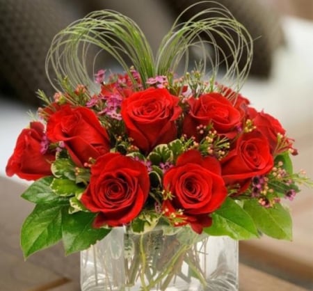 Lovely Bouquet - red, roses, flowers, bouquet, nature