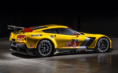 2014 Chevrolet Corvette C7R - vehicles, cars, yellow cars, Chevrolet Corvette C7R, side view, chevrolet, corvette