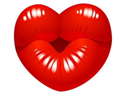 Kiss - mouth, christmas, abstract, lips, white, heart, red, kiss