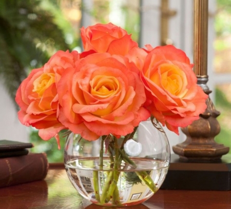 Vase With Roses - flowers, vase, rose, still life