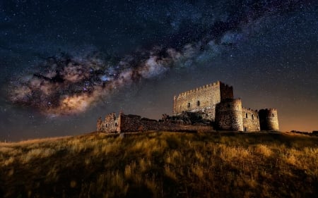 Milky Way Ruins - architecture, sky, milky way, ruins