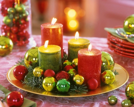 Advent Wreath - wreaths, candles, Christmas, balls