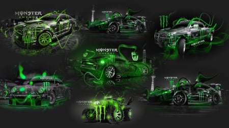 Monster Energy - monster, energy, green, cars