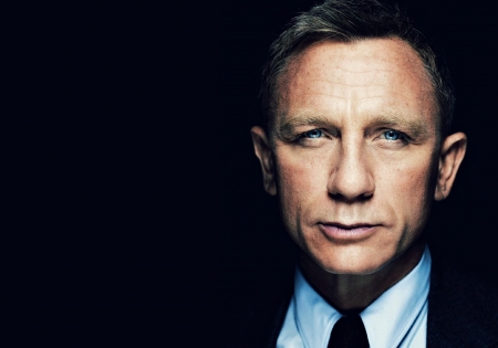 Daniel Craig - male, black, actor, Daniel Craig, face, man, blue eyes