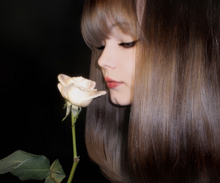 Beauty - pretty, model, girl, rose, beauty