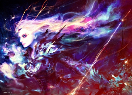 Graceling - blaze wu, blue, girl, pink, fantasy, graceling, purple, red, art