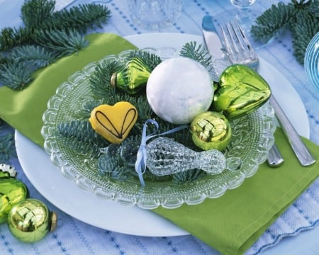 Christmas Balls - balls, plate, christmas, decr