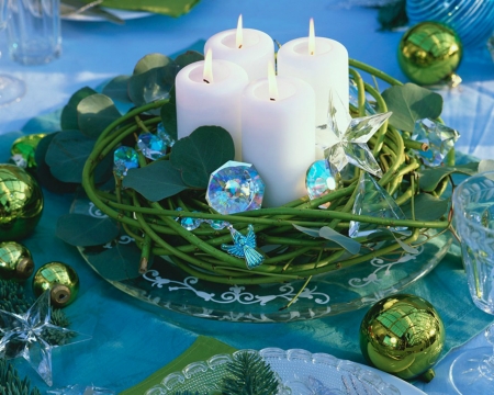 Christmas Candles - balls, decor, christmas, candles