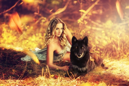 áƒ¦â¤áƒ¦ - wolf, beauty, woman, girl, beautiful, animal