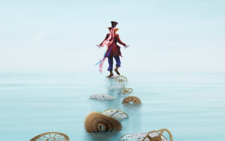 Alice Through the Looking Glass (2016) - mad hatter, alice through the looking glass, movie, blue, water, disney, fantasy, poster