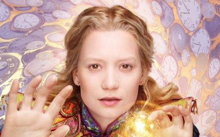 Alice Through the Looking Glass (2016) - alice through the looking glass, actress, mia wasikowska, movie, girl, fantasy, poster, alice, disney, blonde