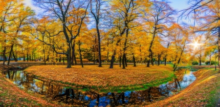 River At Fall - trees, reflection, water, leaves, colors