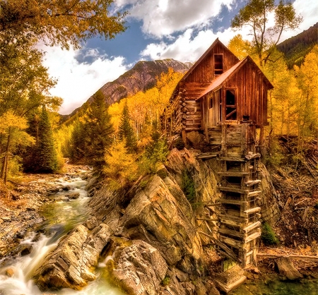 Old Crystal Mill, Colorado - nature, colorado, autumn, mill