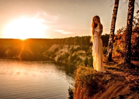 Beauty and Sunrise - woman, beauty, pretty, sunrise